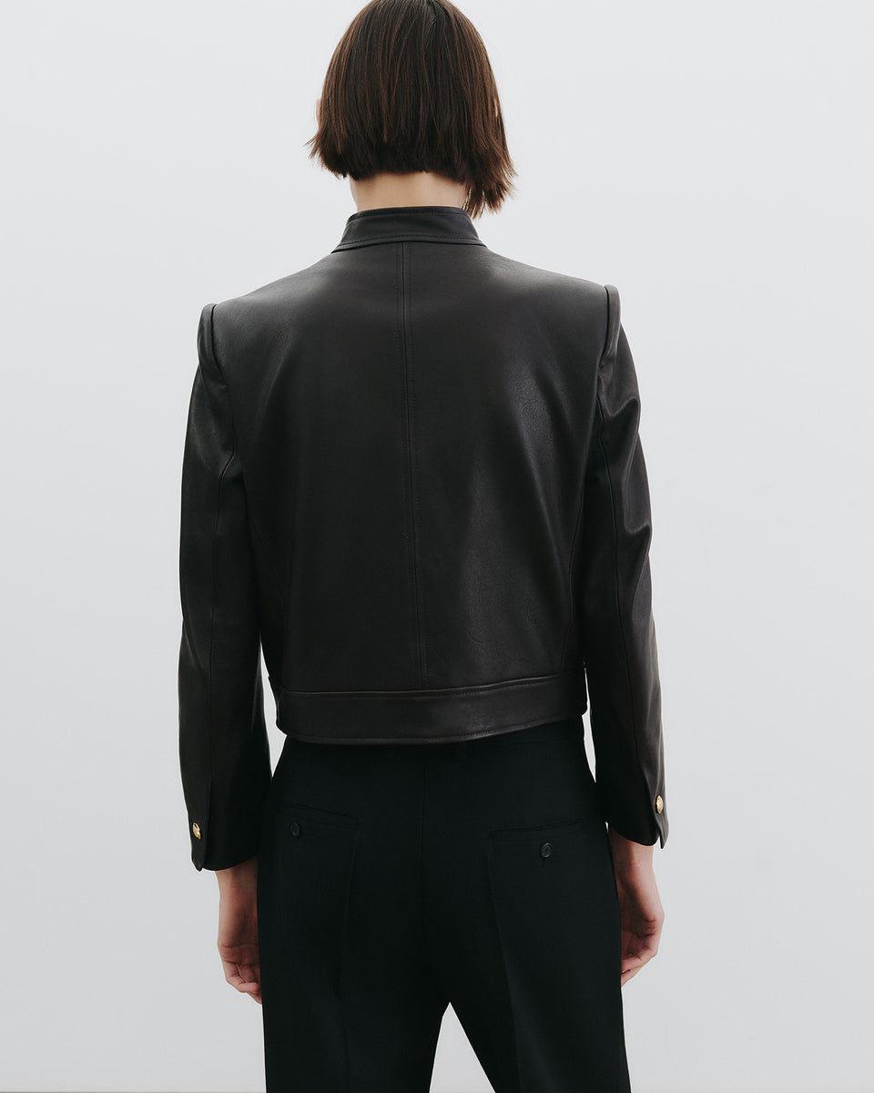 HADLEY LEATHER CROPPED JACKET IN BLACK