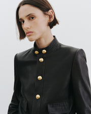 HADLEY LEATHER CROPPED JACKET IN BLACK