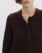 SASKIA CASHMERE CARDIGAN IN BURGUNDY