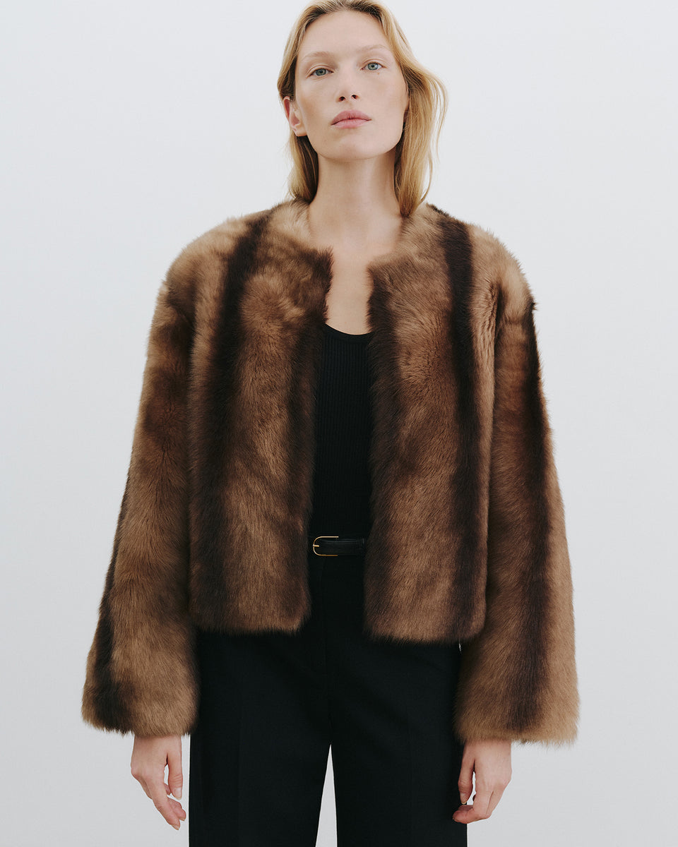 ELAN SHEARLING JACKET IN CAMEL/BROWN
