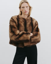 ELAN SHEARLING JACKET IN CAMEL/BROWN
