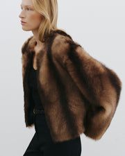 ELAN SHEARLING JACKET IN CAMEL/BROWN