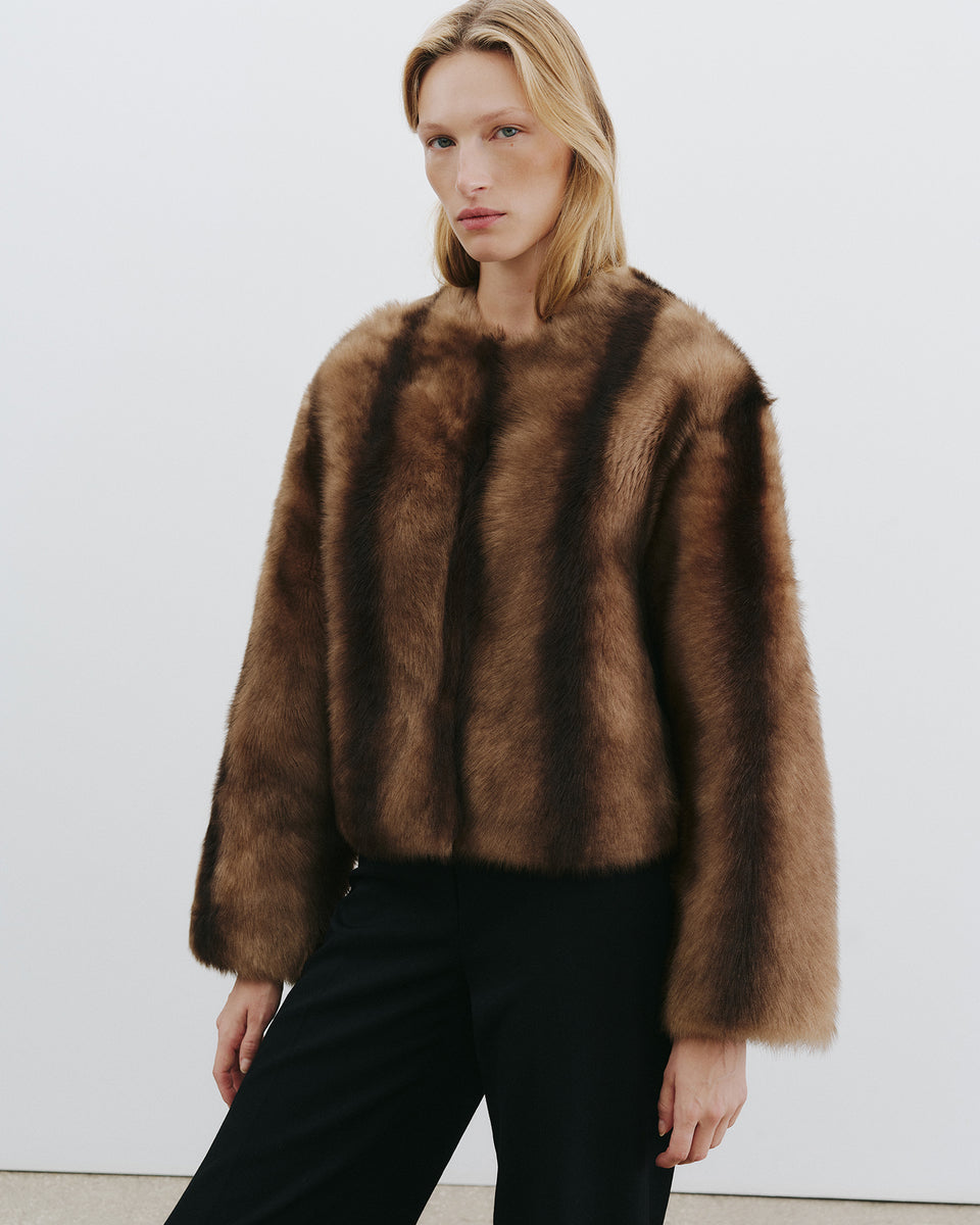 ELAN SHEARLING JACKET IN CAMEL/BROWN