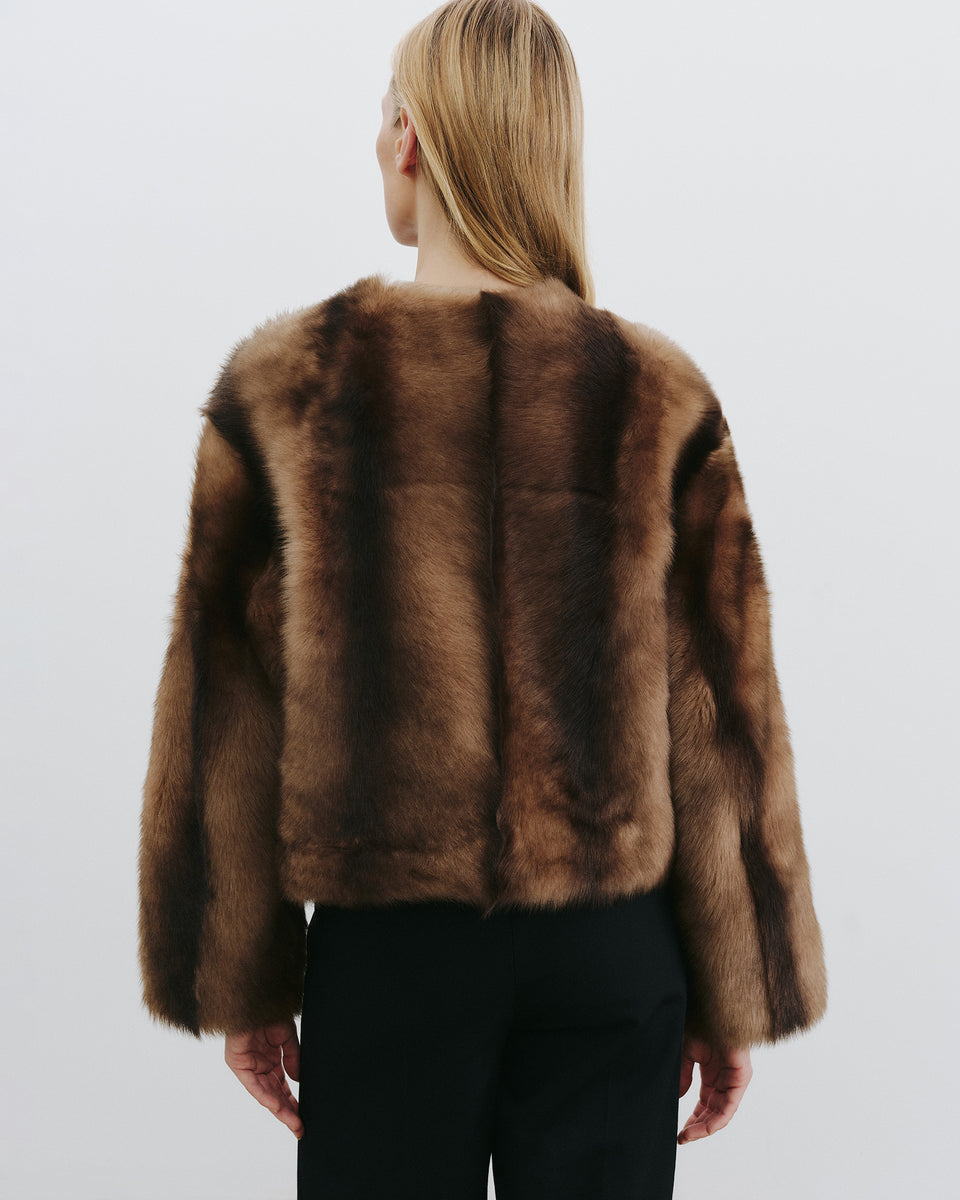 ELAN SHEARLING JACKET IN CAMEL/BROWN
