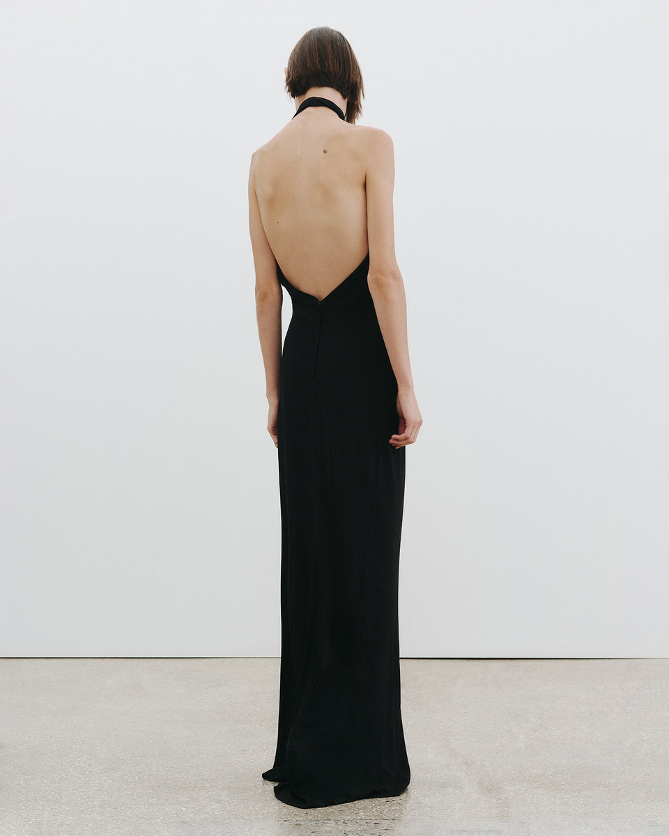 Nili Lotan Women's Lita Halter Column Gown - Black - Size 6 Nili Lotan Women's Lita Halter Column Gown - Black - Size 6