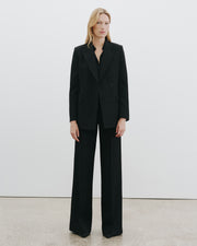 RIVERS WOOL PANT IN BLACK PINSTRIPE