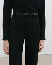 RIVERS WOOL PANT IN BLACK PINSTRIPE