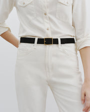 GABRIELE BELT IN BLACK W/ GOLD BUCKLE