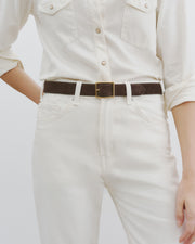 GABRIELE BELT IN ESPRESSO W/ GOLD BUCKLE