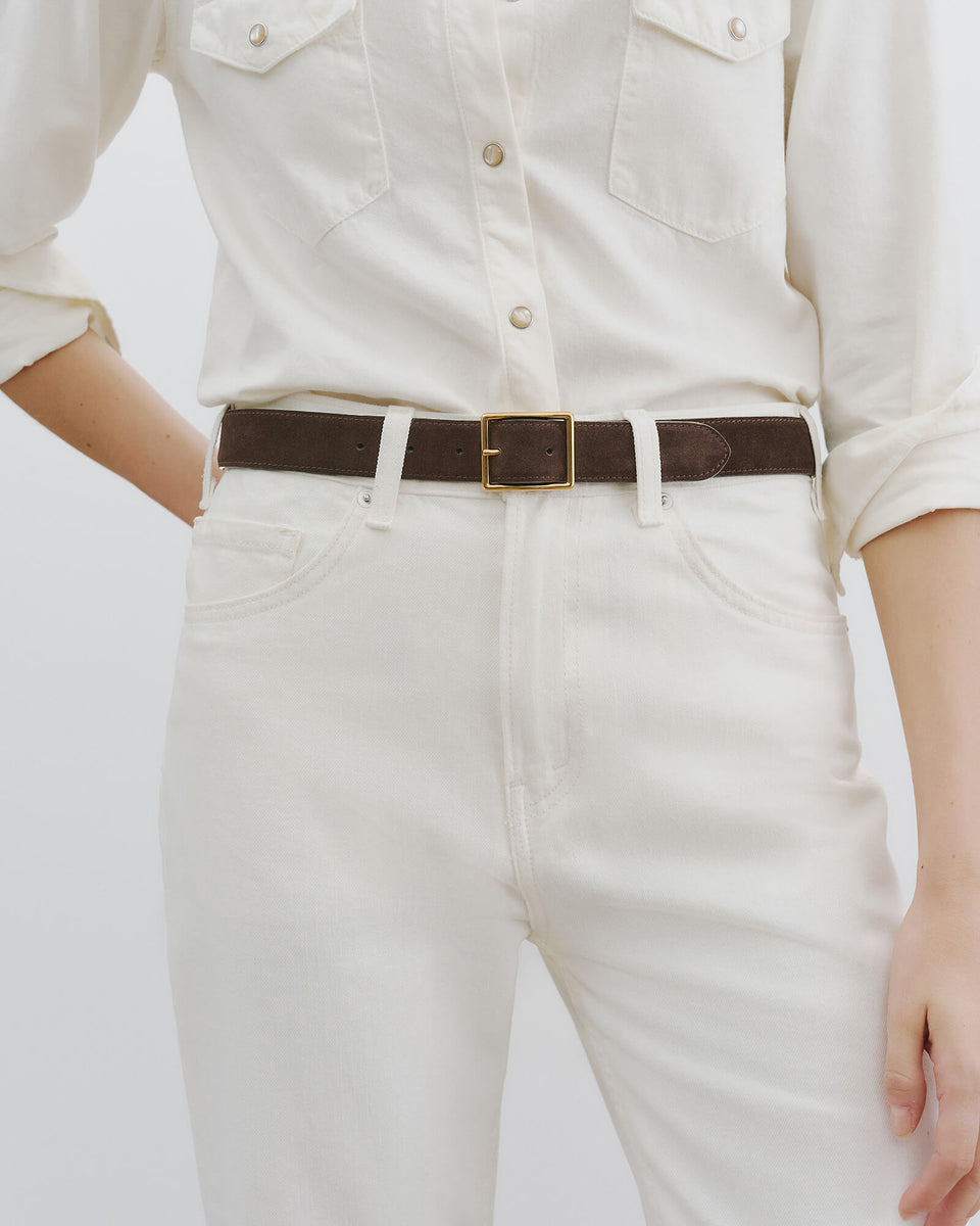GABRIELE BELT IN ESPRESSO W/ GOLD BUCKLE