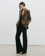 WESTON DOUBLE BREASTED WOOL BLAZER IN MOSS GREEN