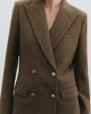 WESTON DOUBLE BREASTED WOOL BLAZER IN MOSS GREEN