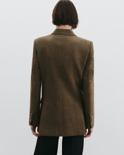 WESTON DOUBLE BREASTED WOOL BLAZER IN MOSS GREEN