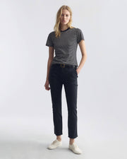 LANA TEE IN BLACK/IVORY STRIPE