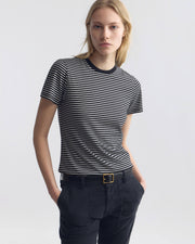LANA TEE IN BLACK/IVORY STRIPE