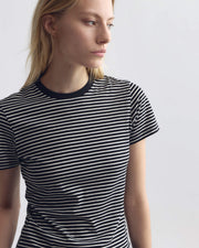 LANA TEE IN BLACK/IVORY STRIPE