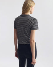 LANA TEE IN BLACK/IVORY STRIPE