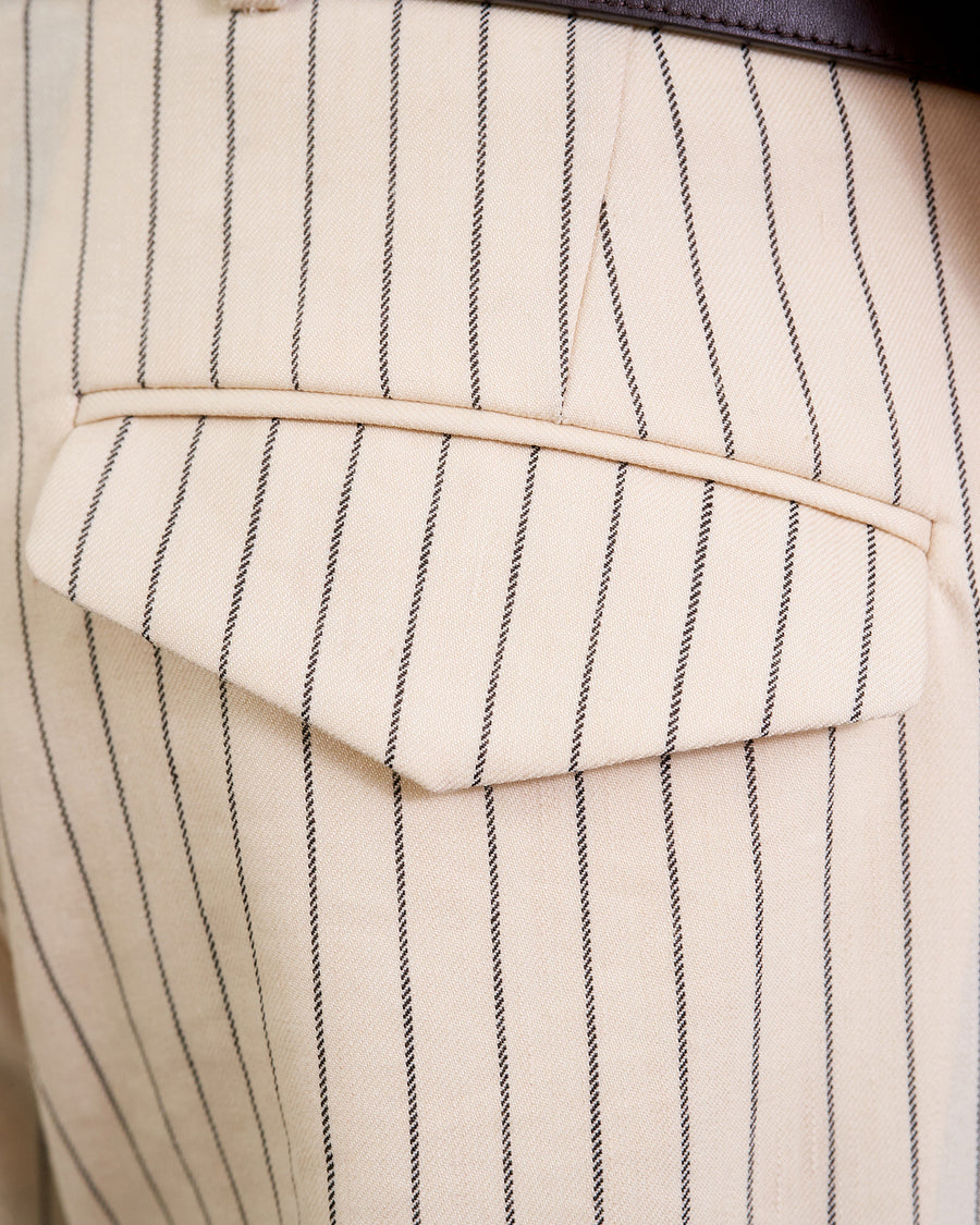 CREAM/DARK BROWN PINSTRIPE