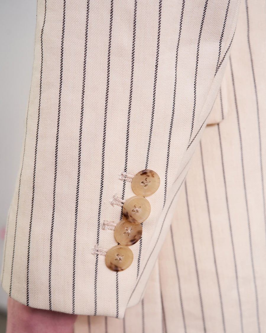 CREAM/DARK BROWN PINSTRIPE
