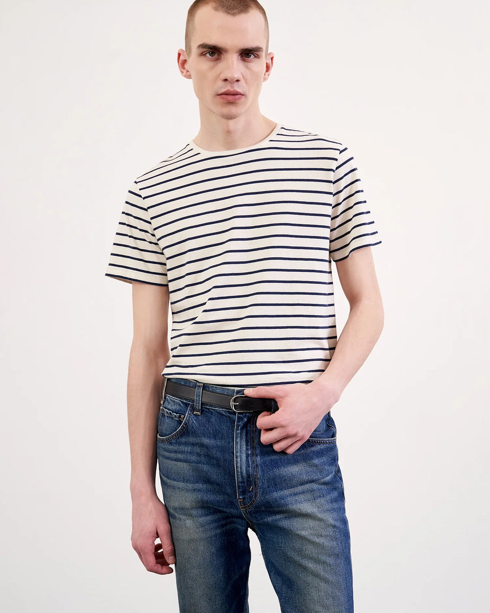 PIERRE TEE IN NAVY/IVORY STRIPE