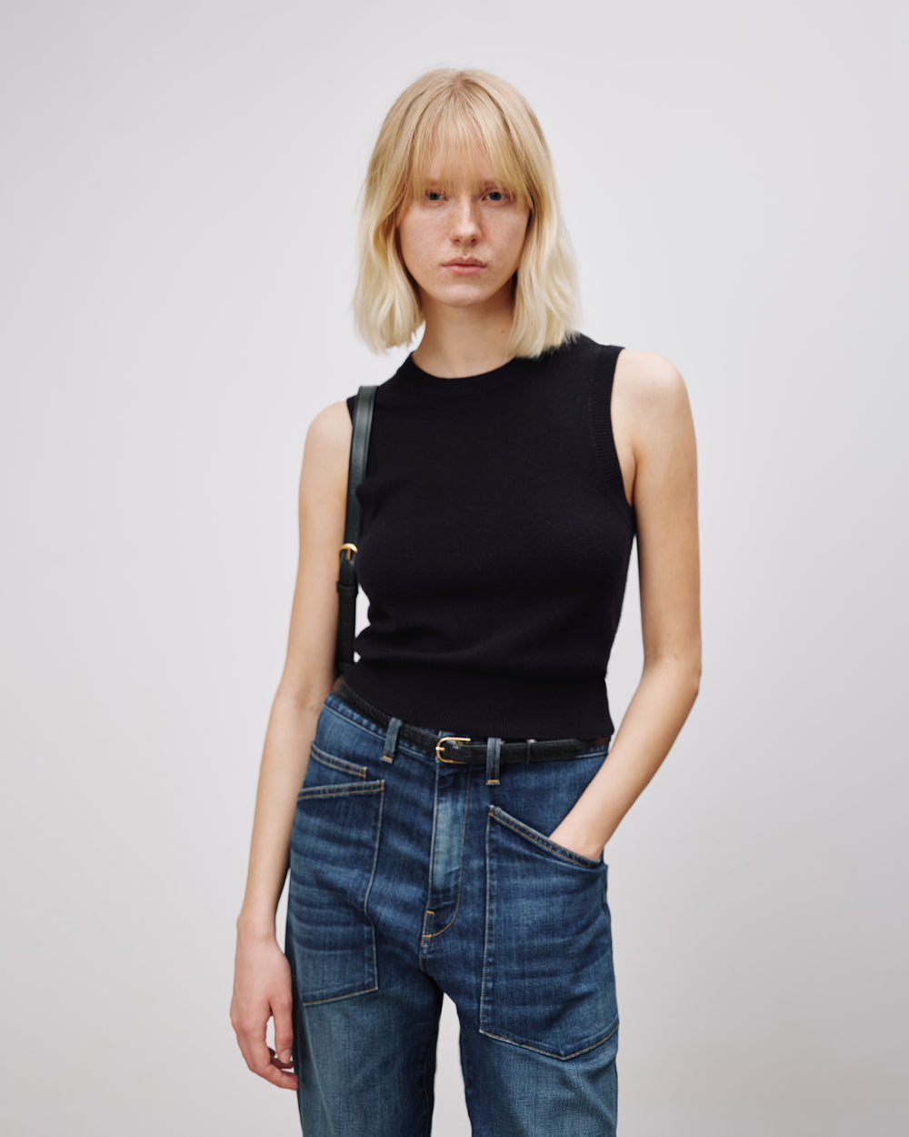 MAY CASHMERE TANK IN DARK NAVY
