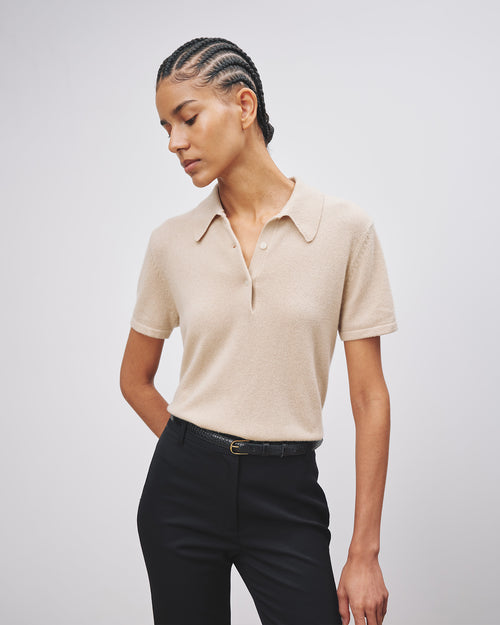 MILOS CASHMERE POLO IN TAUPE
