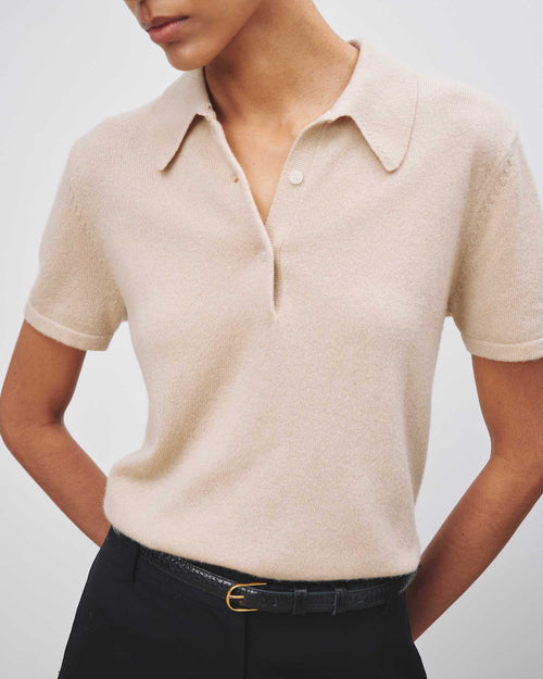 MILOS CASHMERE POLO IN TAUPE