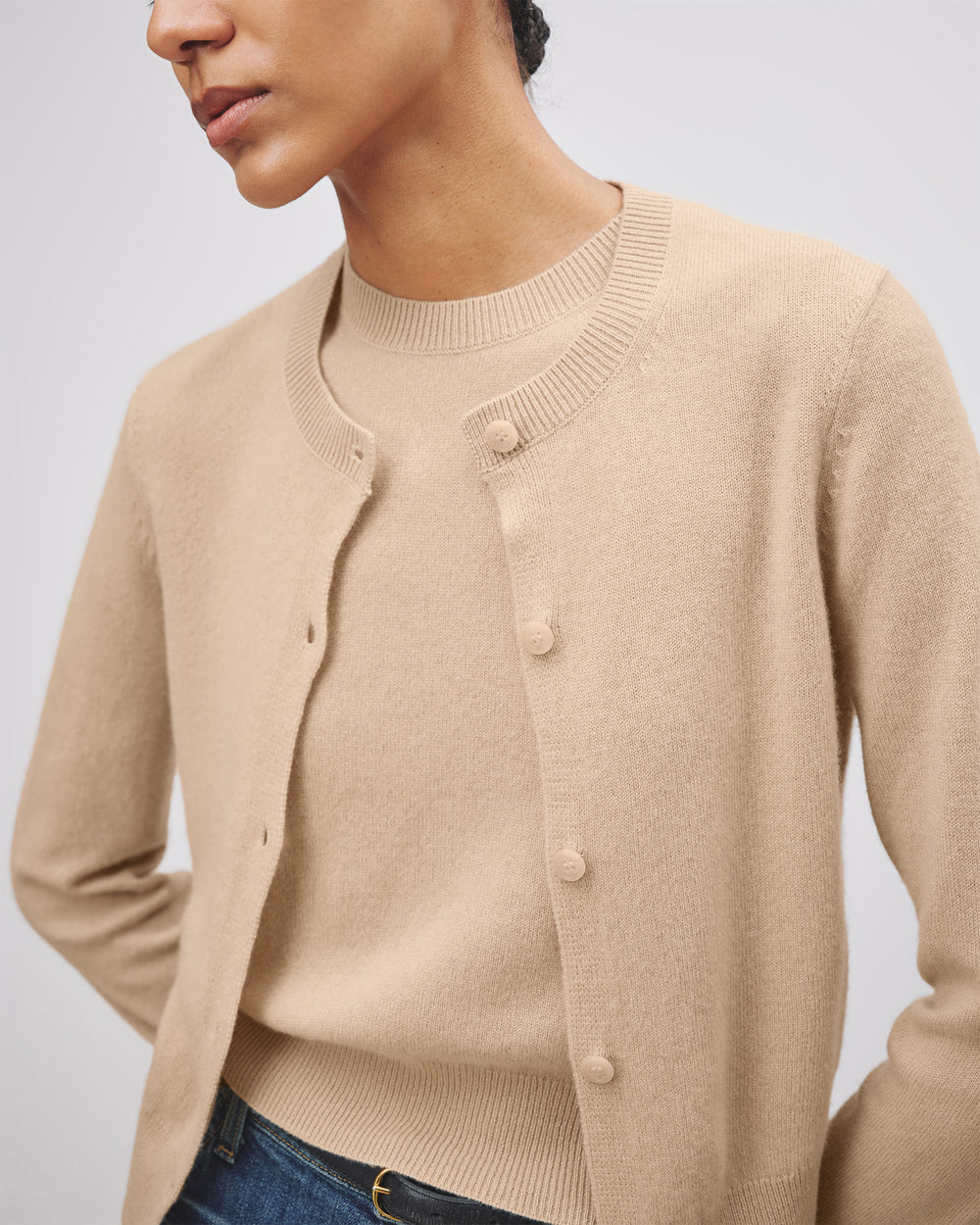 MARCH CASHMERE CARDIGAN IN TAUPE