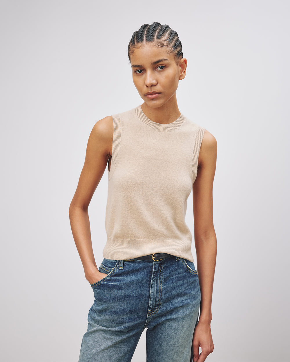 MAY CASHMERE TANK IN TAUPE