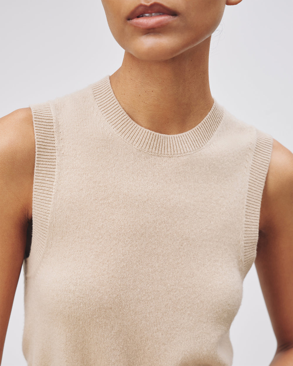 MAY CASHMERE TANK IN TAUPE
