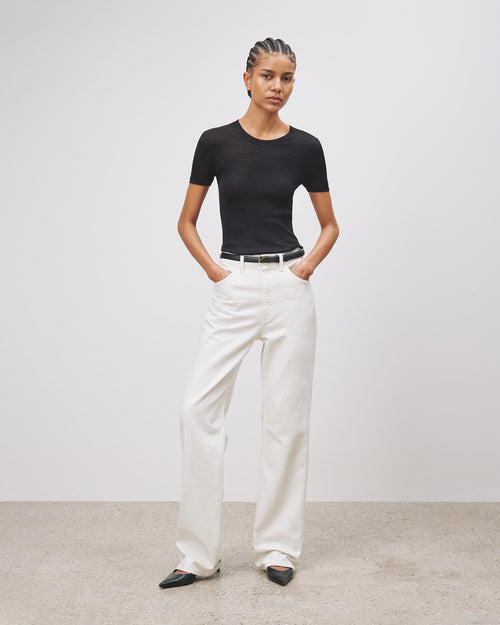 HETTIE SILK KNIT TEE IN BLACK