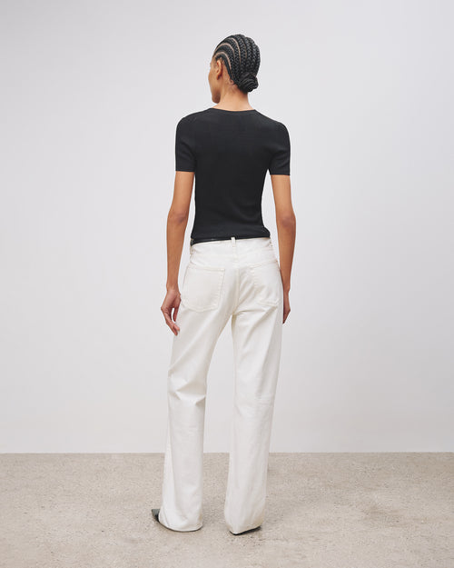 HETTIE SILK KNIT TEE IN BLACK