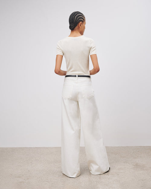 HETTIE SILK KNIT TEE IN IVORY