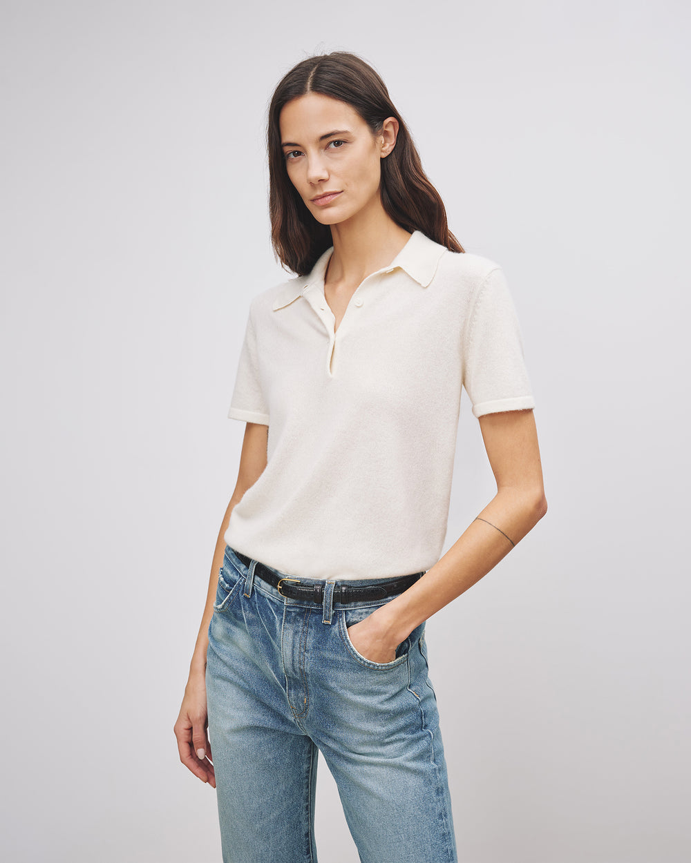 MILOS CASHMERE POLO IN IVORY