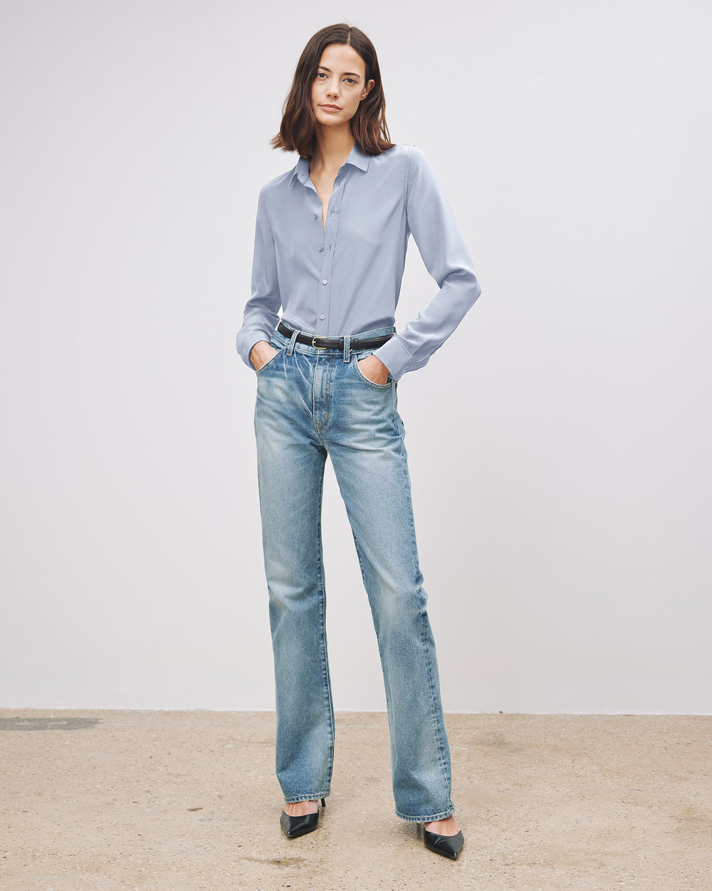 GAIA SILK SHIRT IN VINTAGE BLUE