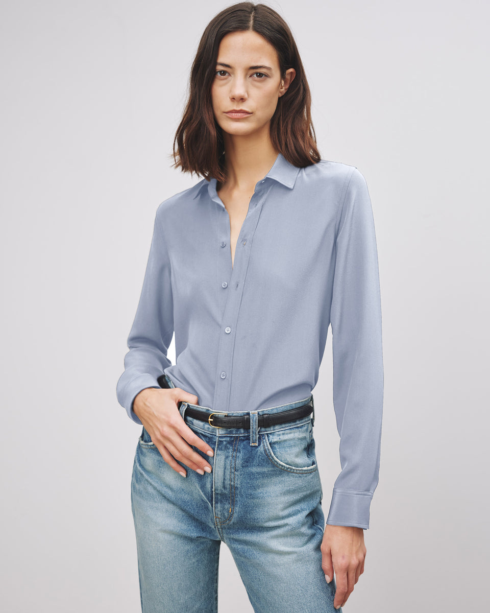 GAIA SILK SHIRT IN VINTAGE BLUE