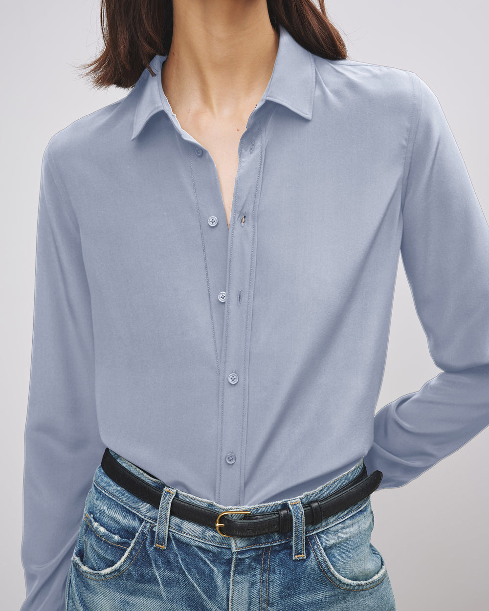 GAIA SILK SHIRT IN VINTAGE BLUE