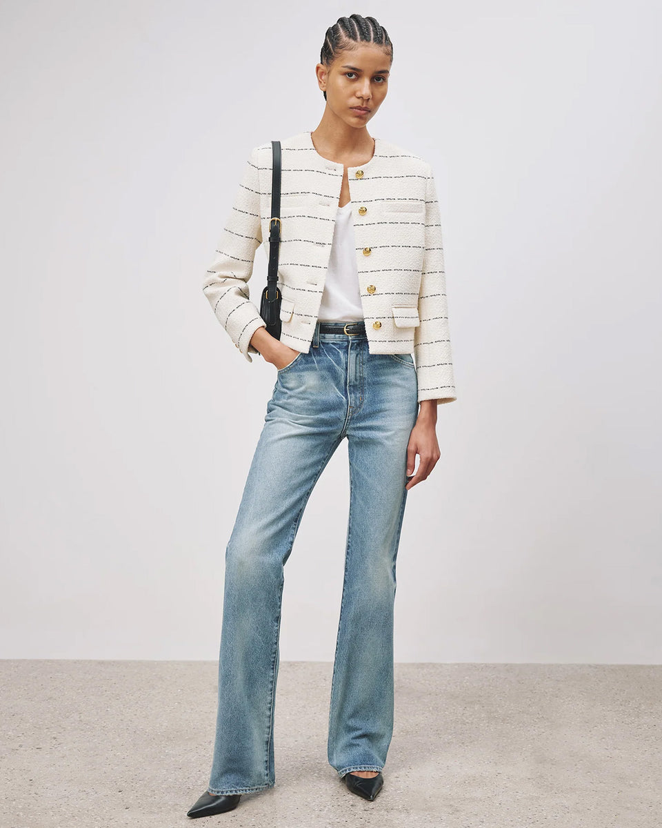 PAIGE JACKET IN BLACK/IVORY STRIPE