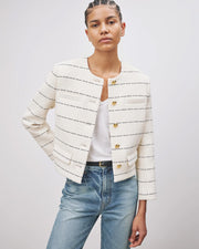 PAIGE JACKET IN BLACK/IVORY STRIPE