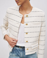 PAIGE JACKET IN BLACK/IVORY STRIPE