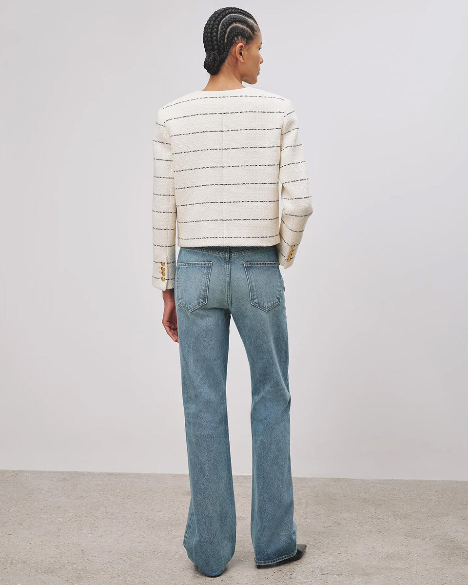 PAIGE JACKET IN BLACK/IVORY STRIPE