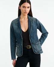 ELTON DENIM BLAZER IN SIMON WASH