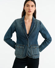 ELTON DENIM BLAZER IN SIMON WASH