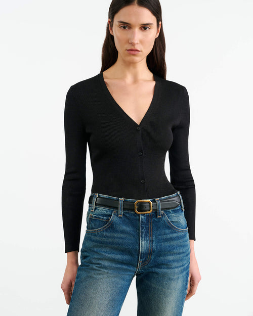 NARI SILK CARDIGAN IN BLACK
