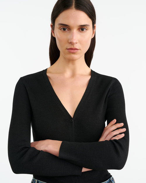 NARI SILK CARDIGAN IN BLACK