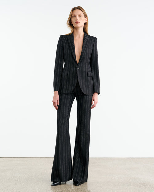 EFFY WOOL PANT IN BLACK PINSTRIPE