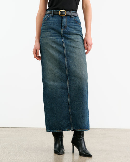OZZY DENIM SKIRT IN SIMON WASH
