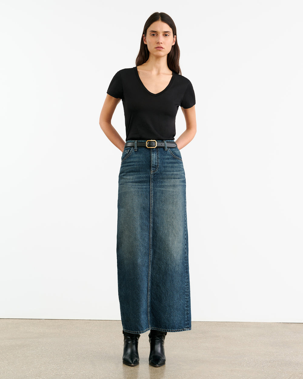 OZZY DENIM SKIRT IN SIMON WASH