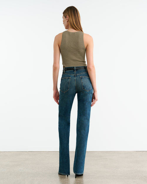 LOTTIE SILK KNIT TANK IN MILITARY GREEN