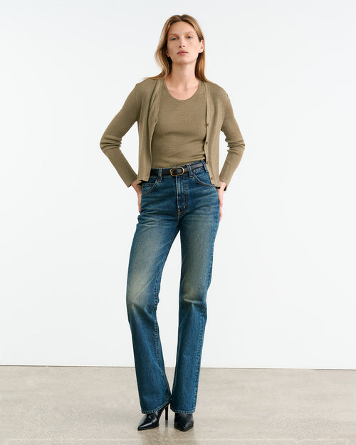 LOTTIE SILK KNIT TANK IN MILITARY GREEN